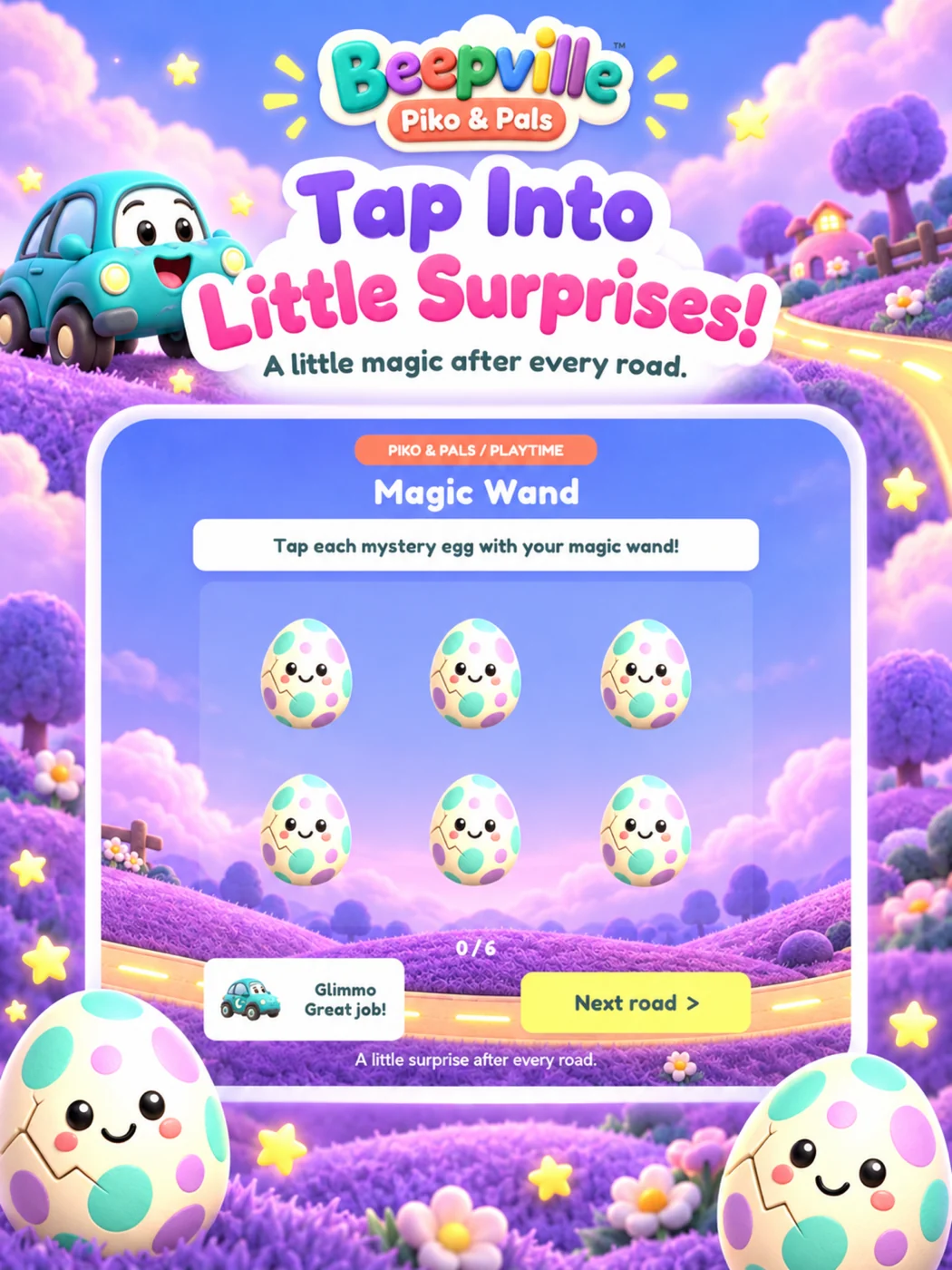 Promotional artwork of Magic Wand with colorful spotted eggs.